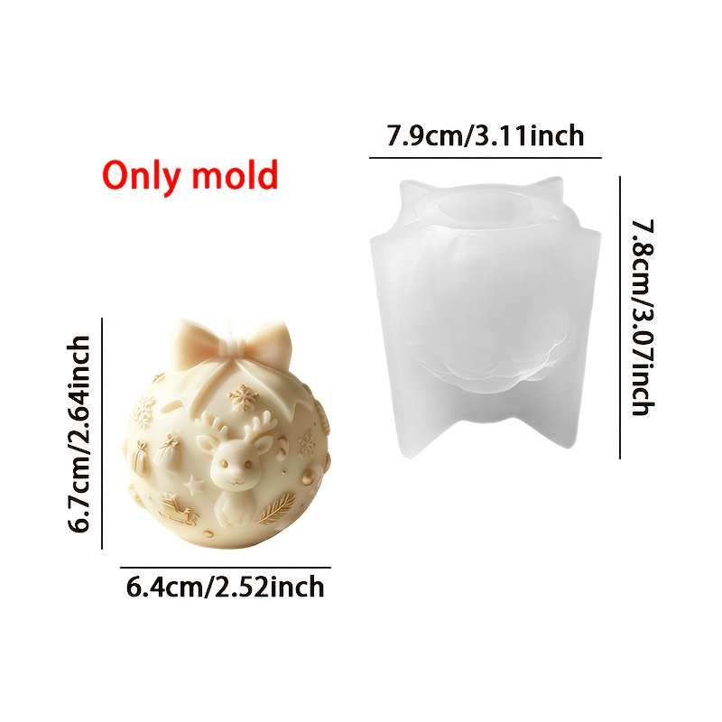TEMU Stampo in silicone resina - Stampo in silicone per palla di Natale con , elementi carini con di renna, strumento a per in resina gesso cera