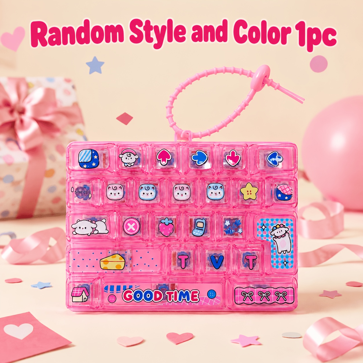 TEMU 2026 New Cute Keypad Fidget Toy, Random Toy With Hanging Loop, Fun Desktop Play Toy For Kids, Party Favor, Classroom Prize, Birthday Christmas