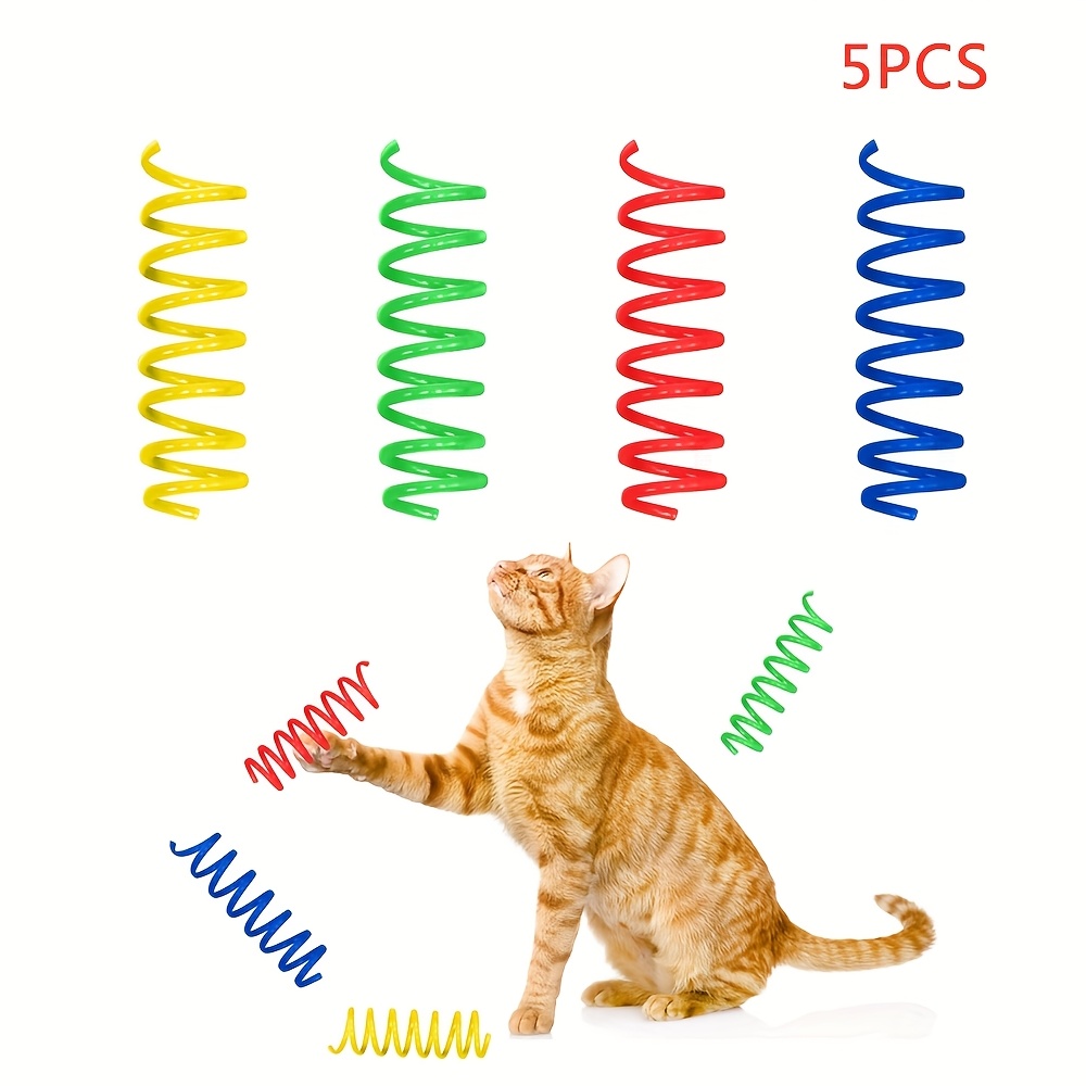 5pcs Slim Colorful Spring Cat Toy, Bouncy Interactive Pet Toy For Indoor Cats, Boredom, No Battery Needed, Random Color