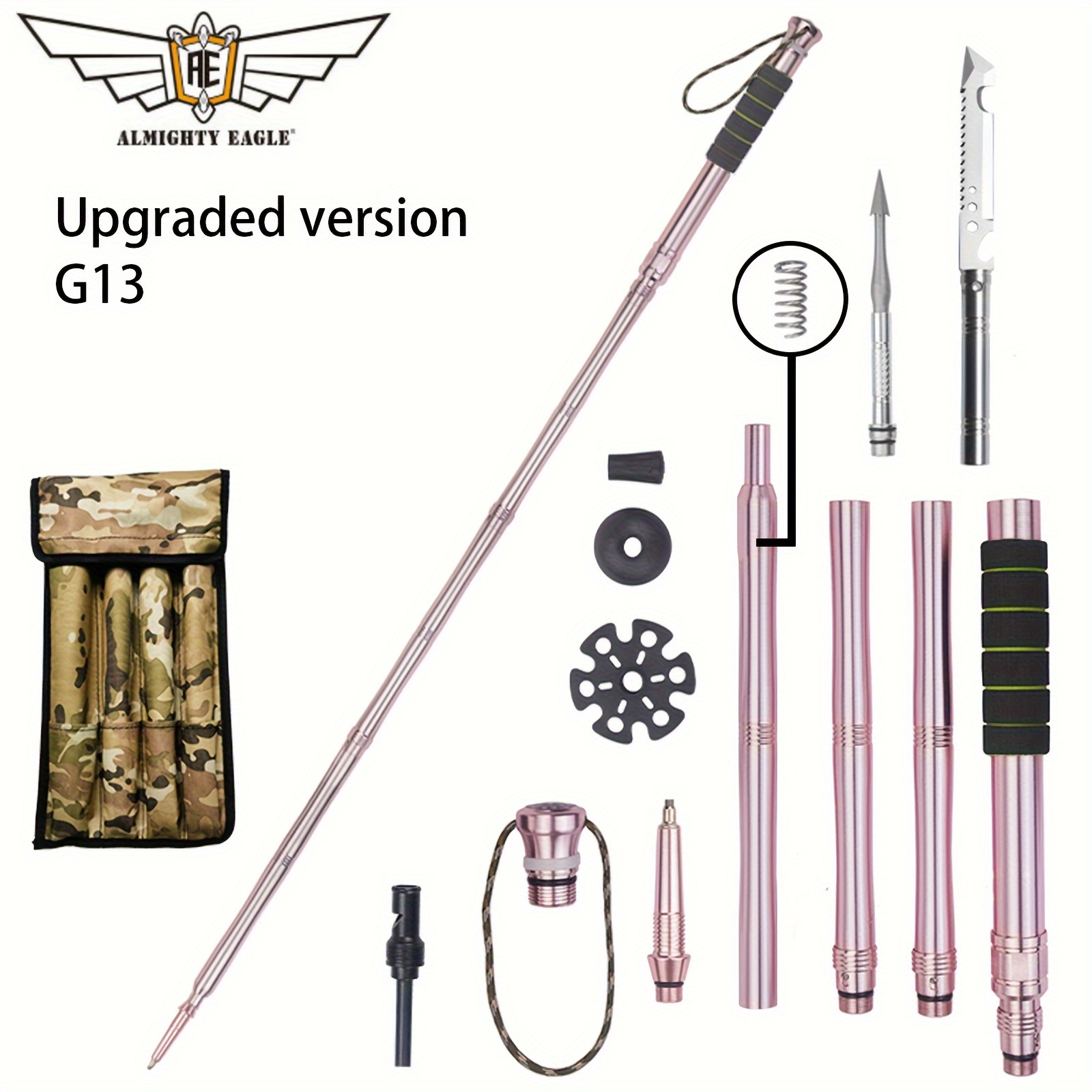 Almighty Eagle Aluminum Alloy Outdoor Trekking Pole Retractable  Multifunctional Trekking Pole Folding Portable Combination Tool Upgraded  Version Adds Steel Fork And Multi Purpose Knife, Don't Miss These Great  Deals