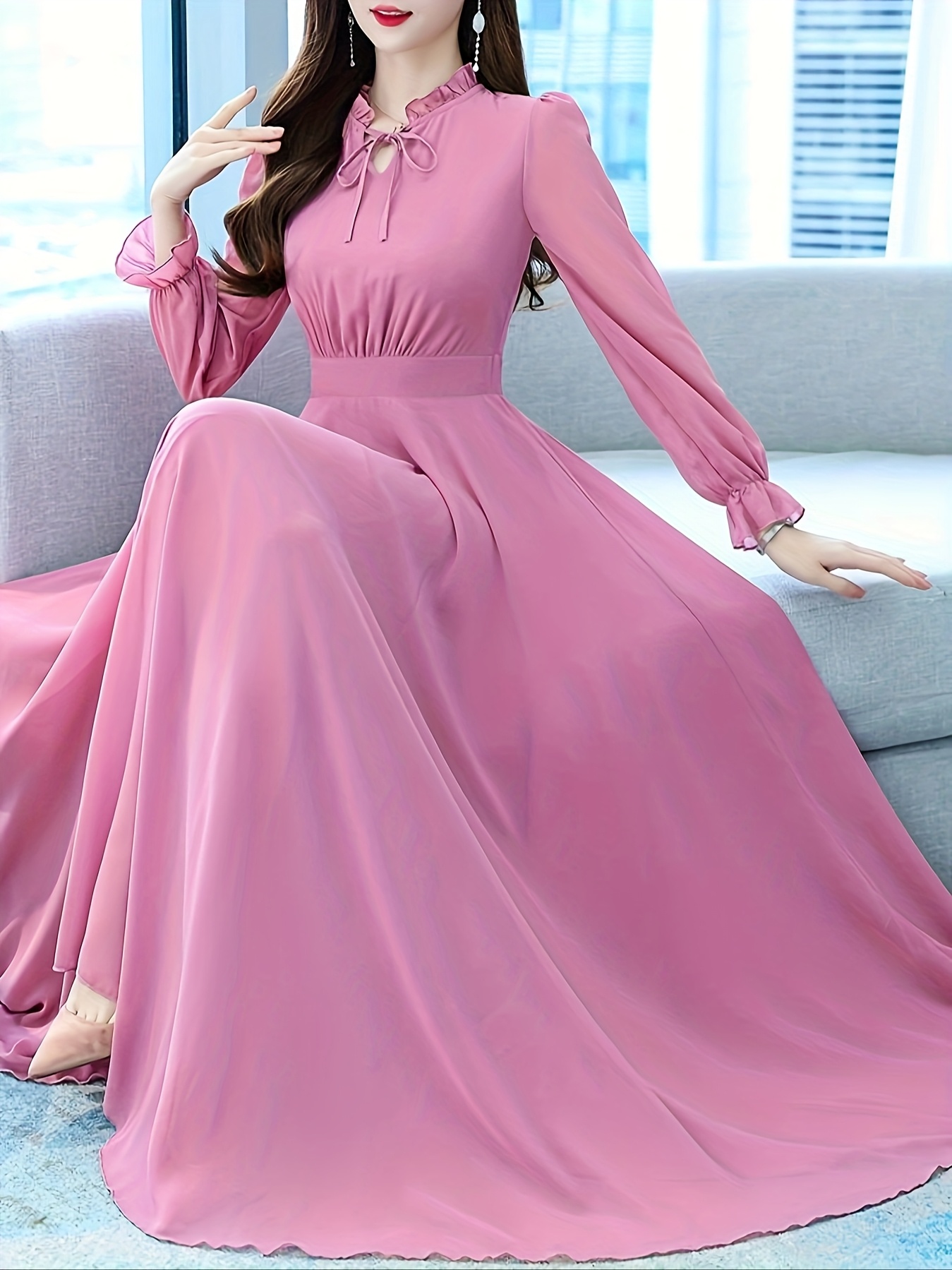 long sleeve black dress fitted Anika Long Sleeve Bodycon Midi Dress  American Threads Young Women's Fashion Black / M