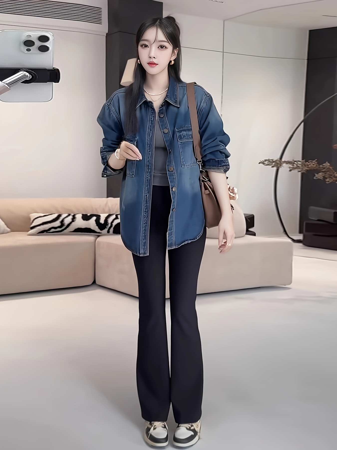 vintage denim hemdjacke damen lässige langarm jacke Temu Germany