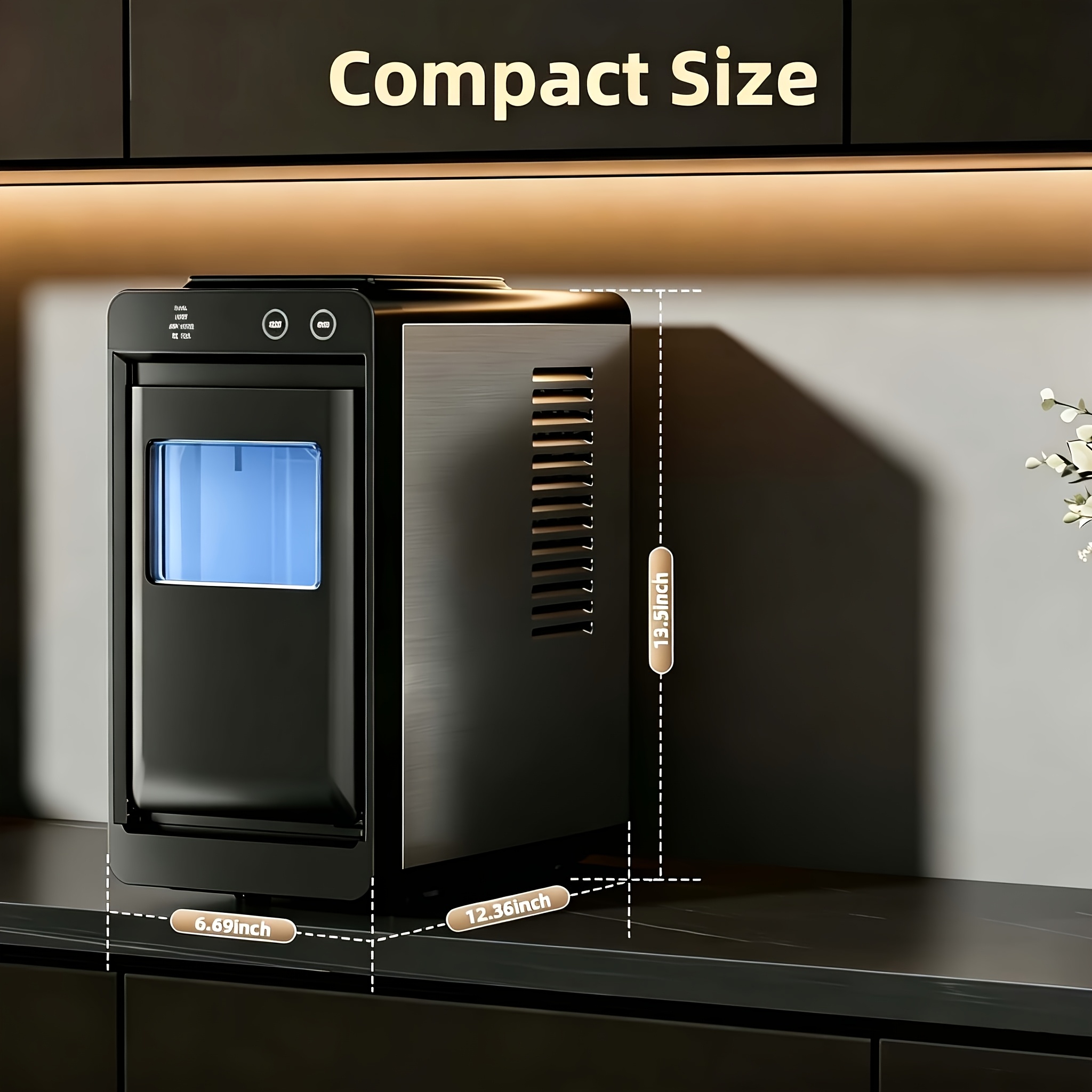 TEMU Ice Makers Countertop, 26lbs In 24hrs, Portable Ice Maker Machine With Self-cleaning Function, Selectable Ice Size & Internal Lighting Desigh