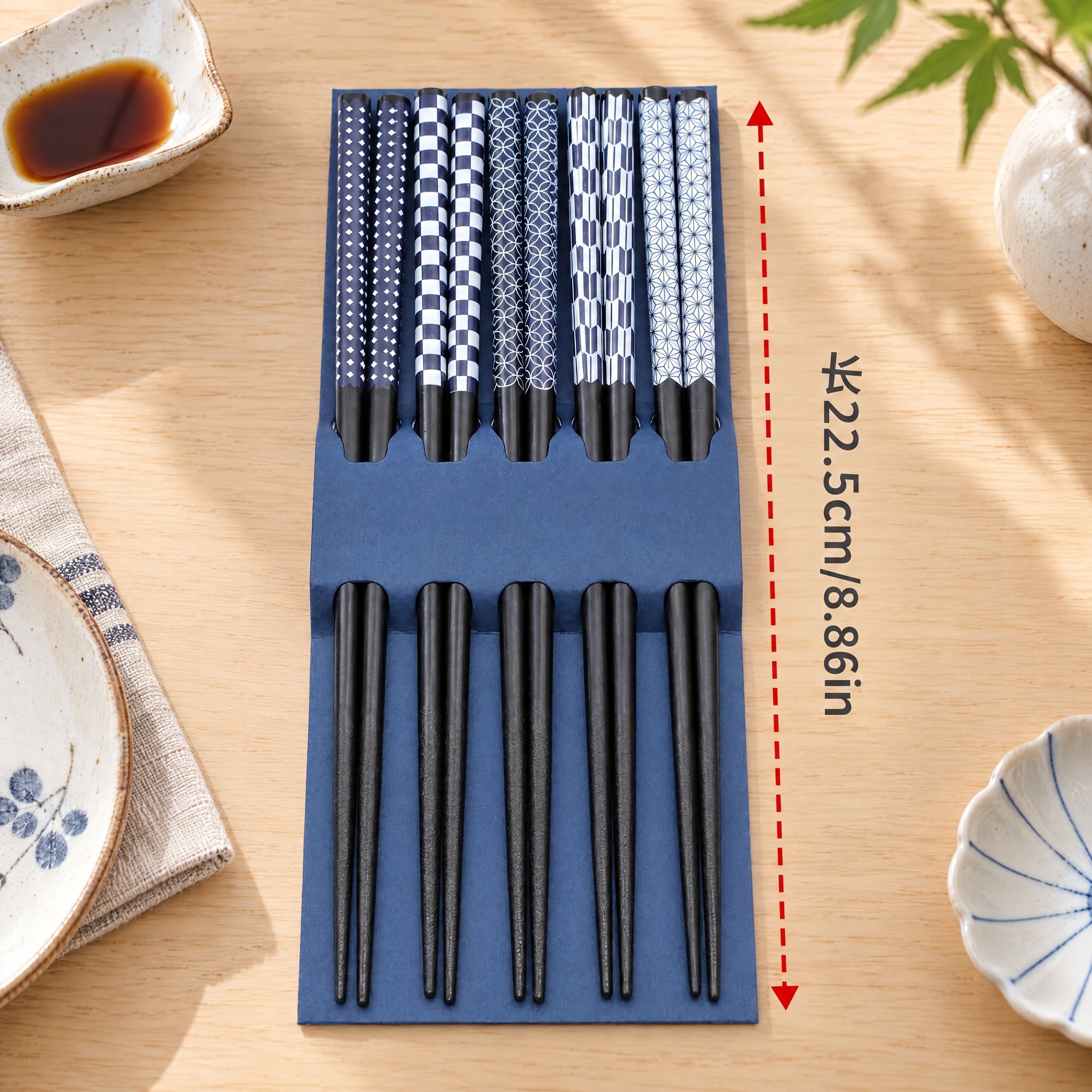 TEMU 5 Pairs Of Japanese-style Wooden Chopsticks, Suitable For Hot Pot, Rice, Noodles, Sushi, Etc. Are Suitable For Use In Households, Camping,
