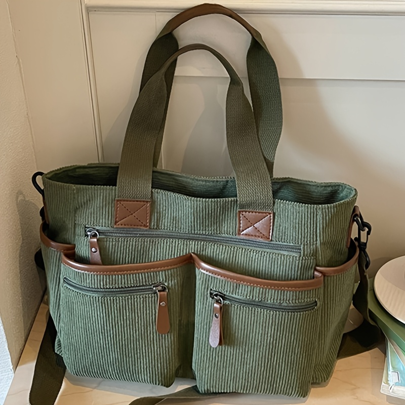 TEMU Special New Corduroy Solid Color Elegant And Stylish Women's Crossbody Bag, Large Capacity Multi-compartment Versatile Simple Casual Women's