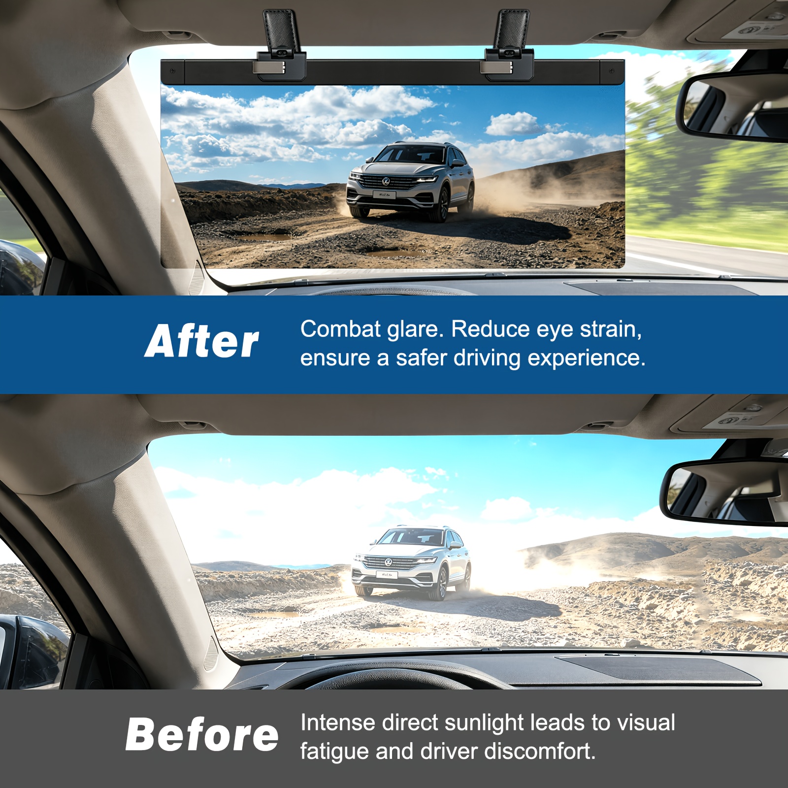 car sun visor extender polarized dual clip adjustable sun visor extender sun visor uv400 anti glare uv protection anti reflective universal large size car interior additions Product details 2