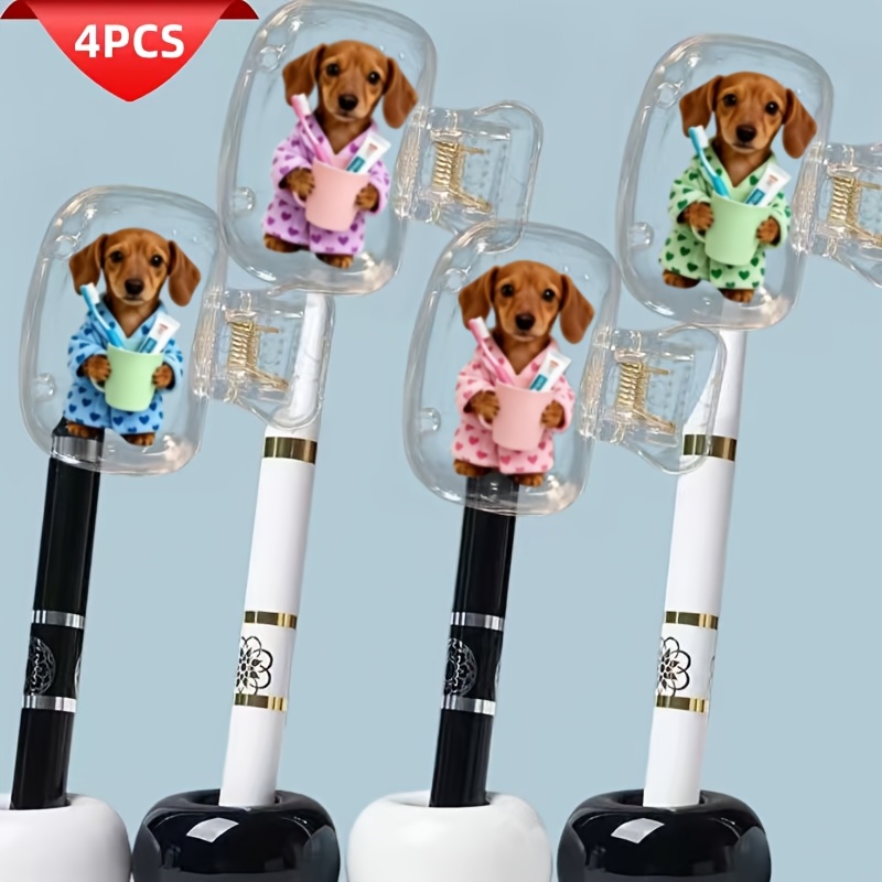 4pcs Dachshund Pajamas Brushing Teeth Series Toothbrush Set