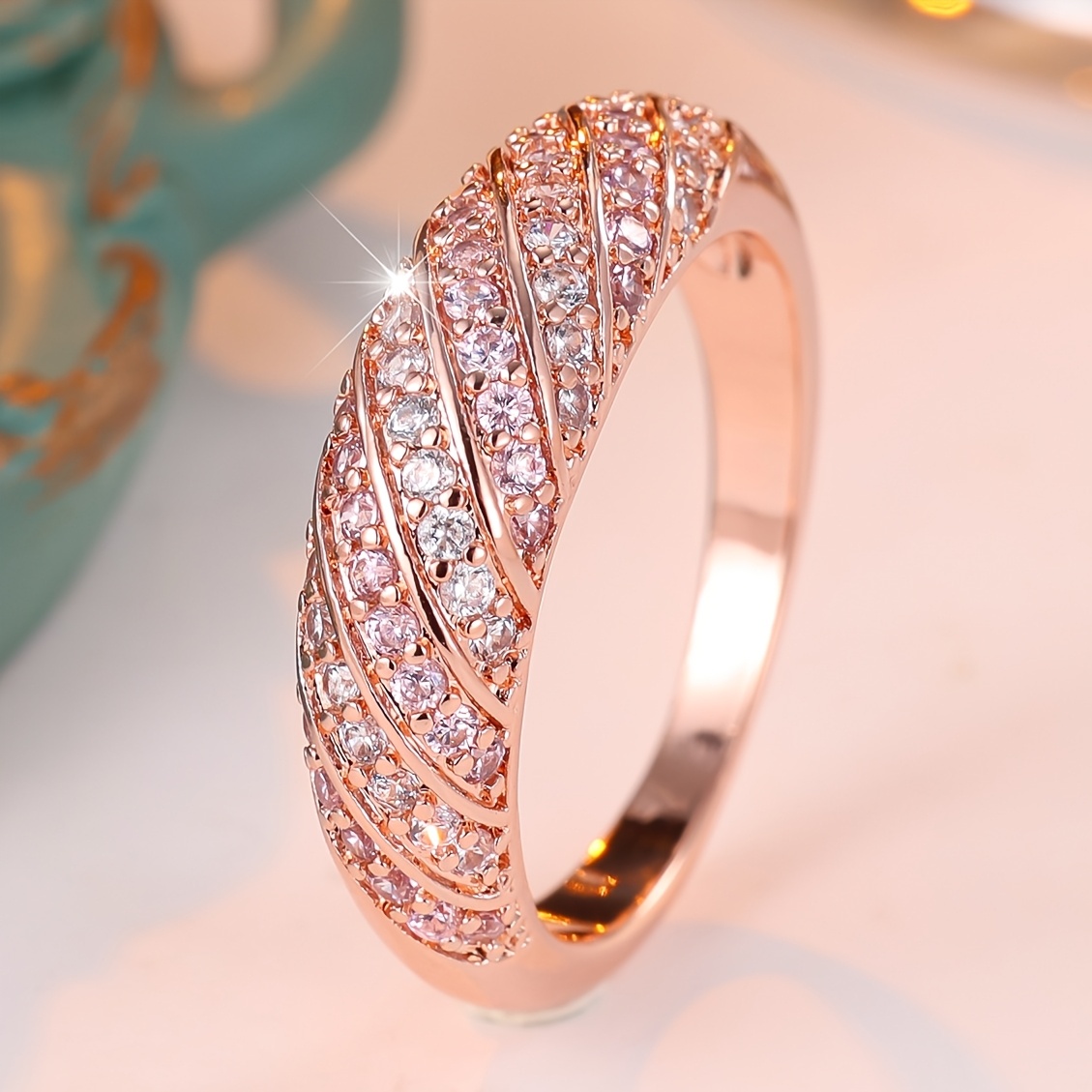 Women's Elegant Classic Synthetic Zirconia Ring, All-Match Style