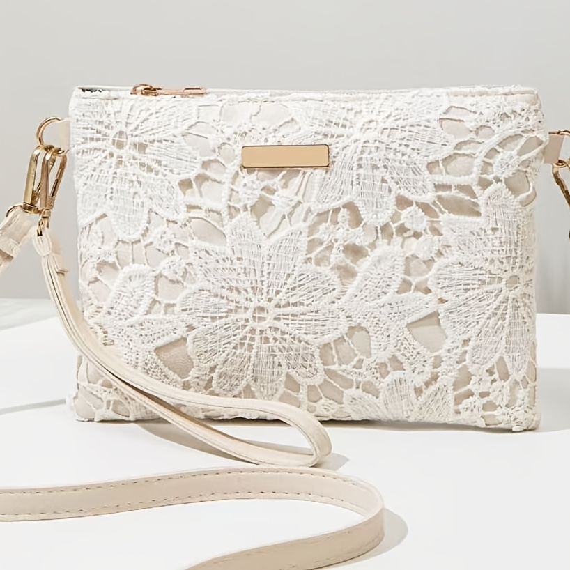 Ladies' Elegant Bohemian Style Hollow-out Floral Crossbody Bag, Handheld And Crossbody Multi-use Bag, Versatile Small Square Bag For Daily , Vacation, And Shopping