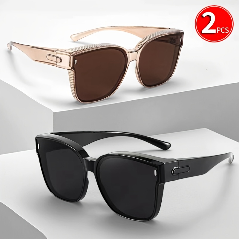 2-pack Square-frame Oversized Vintage Glasses Fit Over Fashion Glasses, For Men And Women Driving And Party, Perfect Daily Wear, Photo Props, And Gift For Birthday, Valentine's Day, Christmas