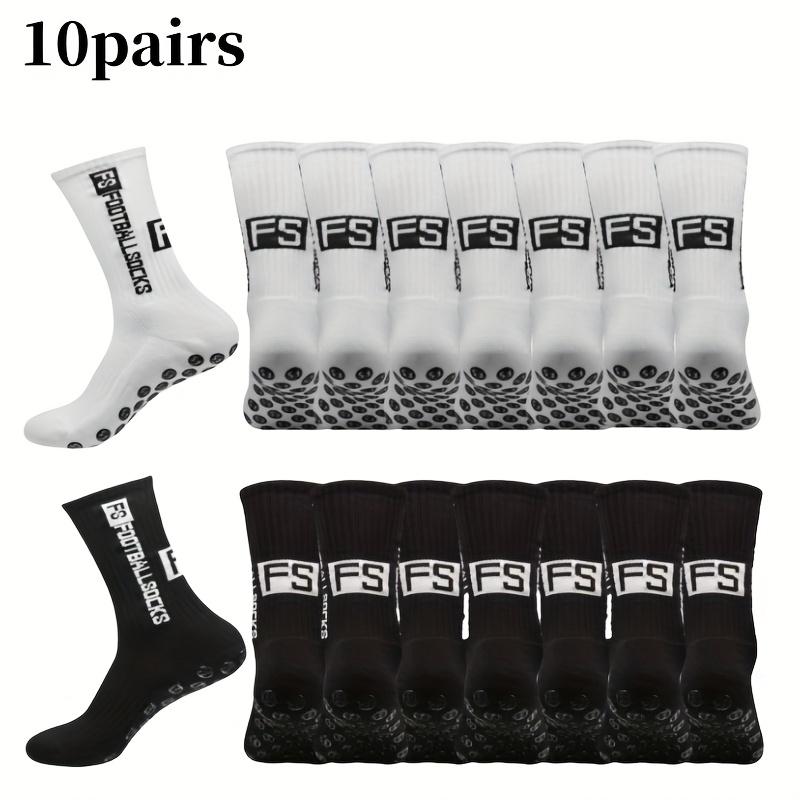 TEMU 10 Pairs Of Thickened Sweat-absorbing Breathable Socks, Crew Grip Socks, Suitable For Football, Basketball, Running, Professional Soccer Socks,