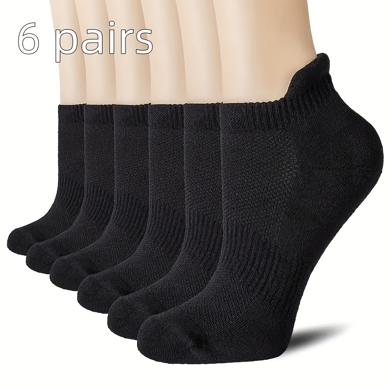 TEMU 6-pair Breathable Mesh Women's Sports Socks, Comfortable, Soft, And Breathable Running Socks, Versatile Solid Color Unisex Ankle Socks For Daily