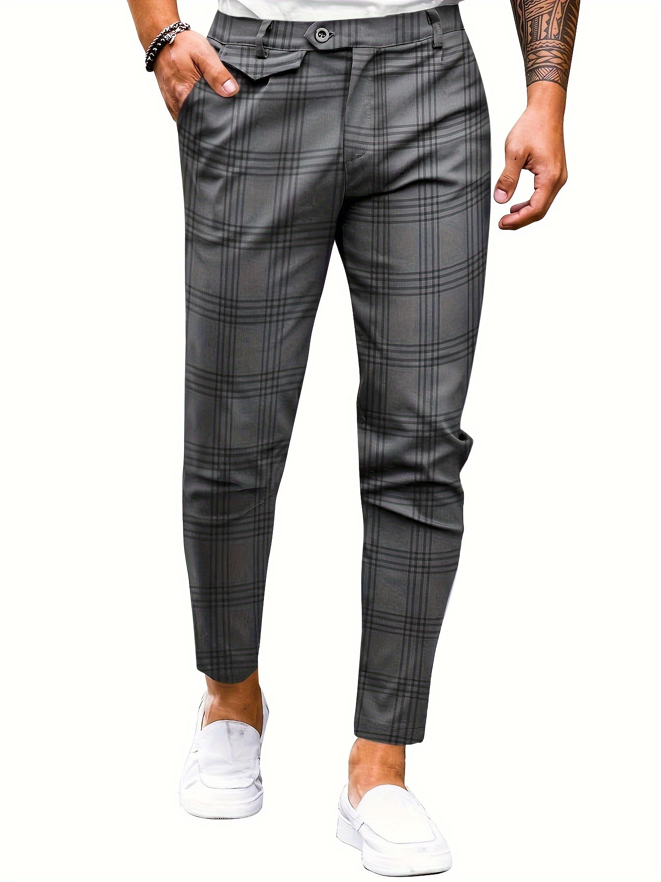 Cropped Trousers Checkered Trousers New Look Dress Pants Grey