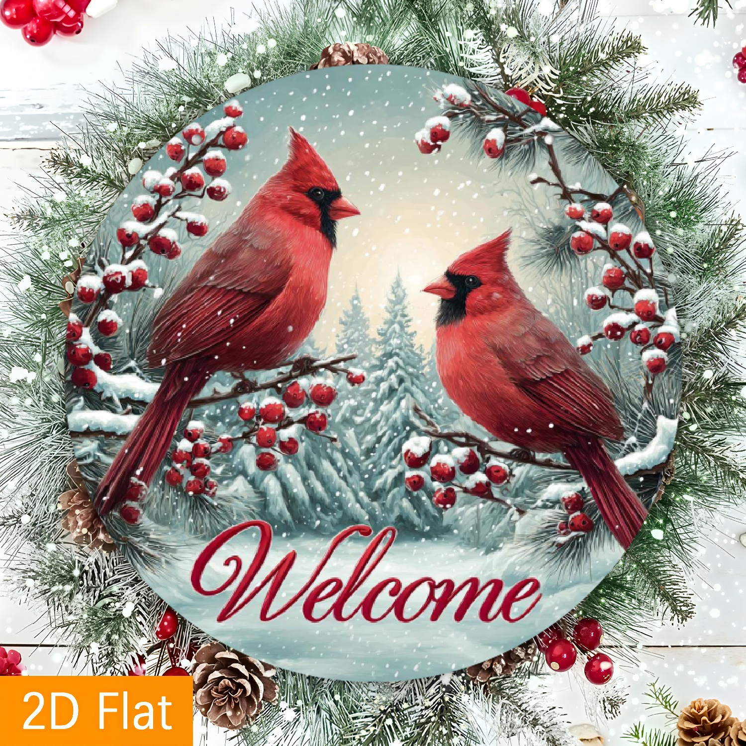 TEMU 2d Flat, 2d Flat Decorative Sign, 2d Flat Vintage Welcome Wreath Centerpiece, 1pc Vintage Aluminum Art Welcome Wreath Centerpiece - Round Metal