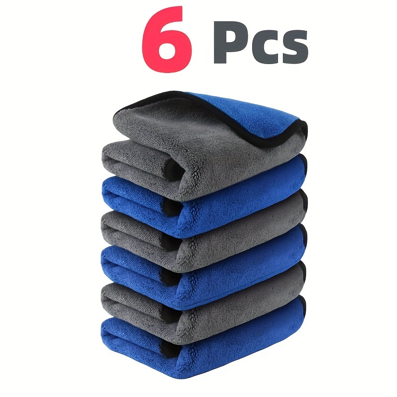 

6- Microfiber Car Cleaning Towels - Absorbent, , -free, -free, -, -dry, On Surfaces, Rectangular Hanging , 100% , 400 Gsm, Washable