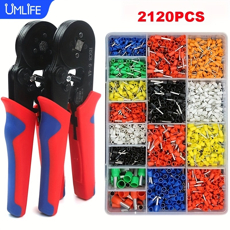 

Ferrule Crimping Tool Kit With 2120pcs Wire Connectors, Insulated Wire Crimp Terminals, Awg23-7 Self-adjustable Ratchet Wire Crimping Tool Kit Crimper Plier Set Hsc8 6-4a/6a