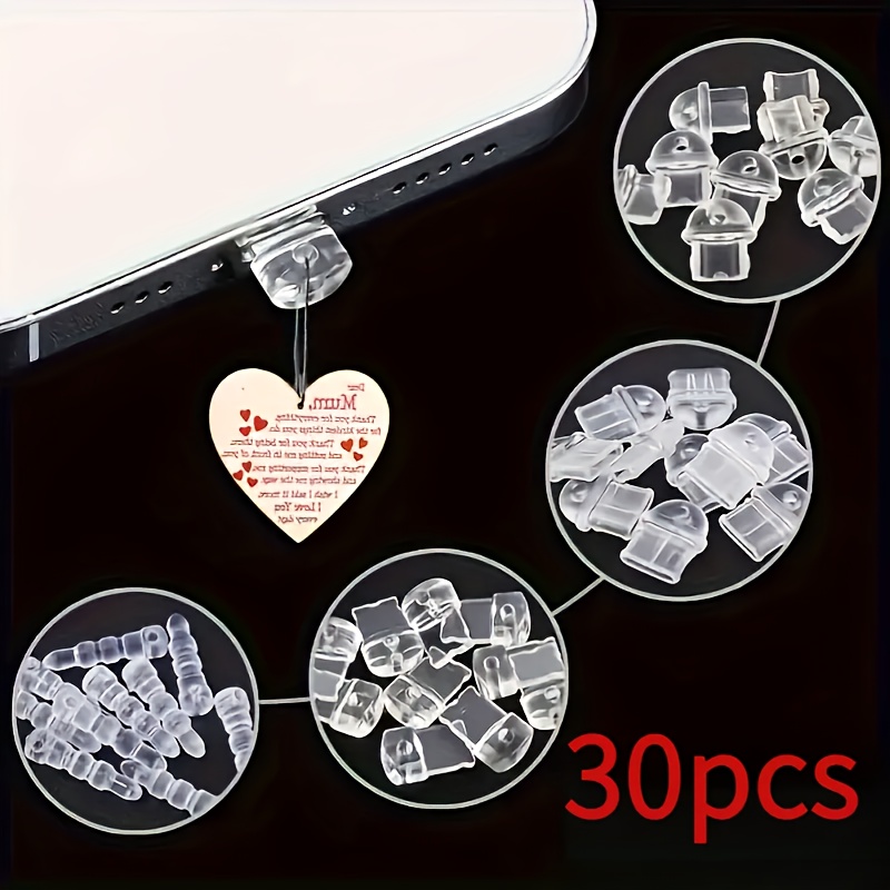 

30pcs Clear Silicone Phone Dust Plug Set, Diy , Compatible With Iphone/android/type-c Charging Port Dust Caps