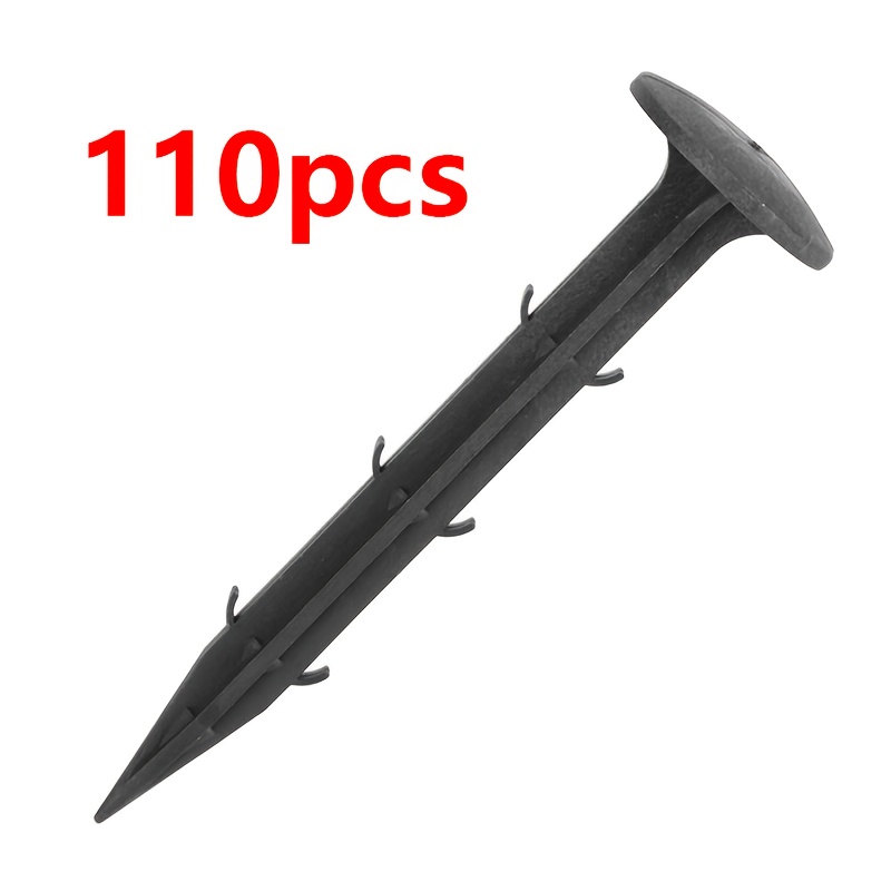 TEMU 110-count Heavy Duty Tarp Stakes – 4.3"(11cm) Rust-resistant Pp Plastic Anchors With Hooks | Garden Pegs For Weed Barrier, Shade Cloth & Camping Tents (black/green, Indoor/outdoor Use)