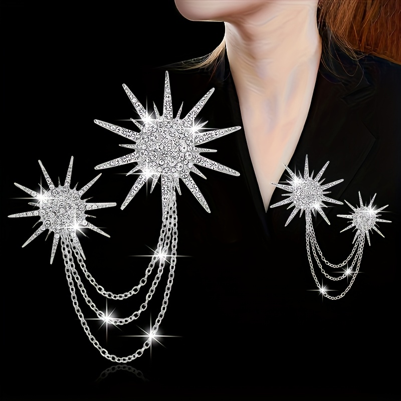 A New Exquisite High-end Rhinestone Chain Tassel Starlight Sun God Brooch.