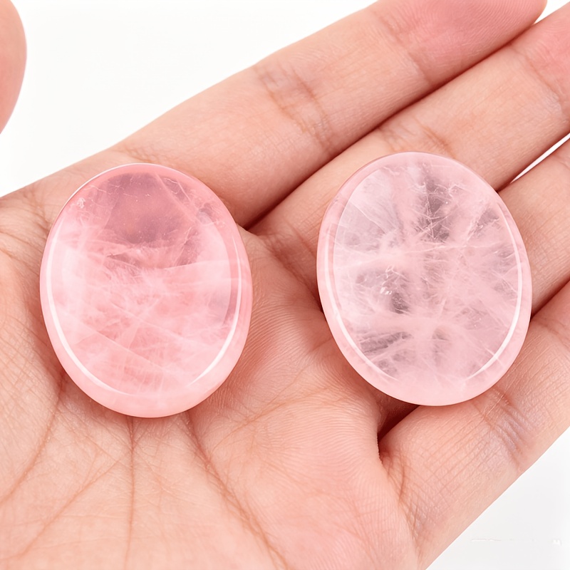 TEMU Lot de 2 pierres à inquiétudes en quartz rose naturel, ovale polie pour et