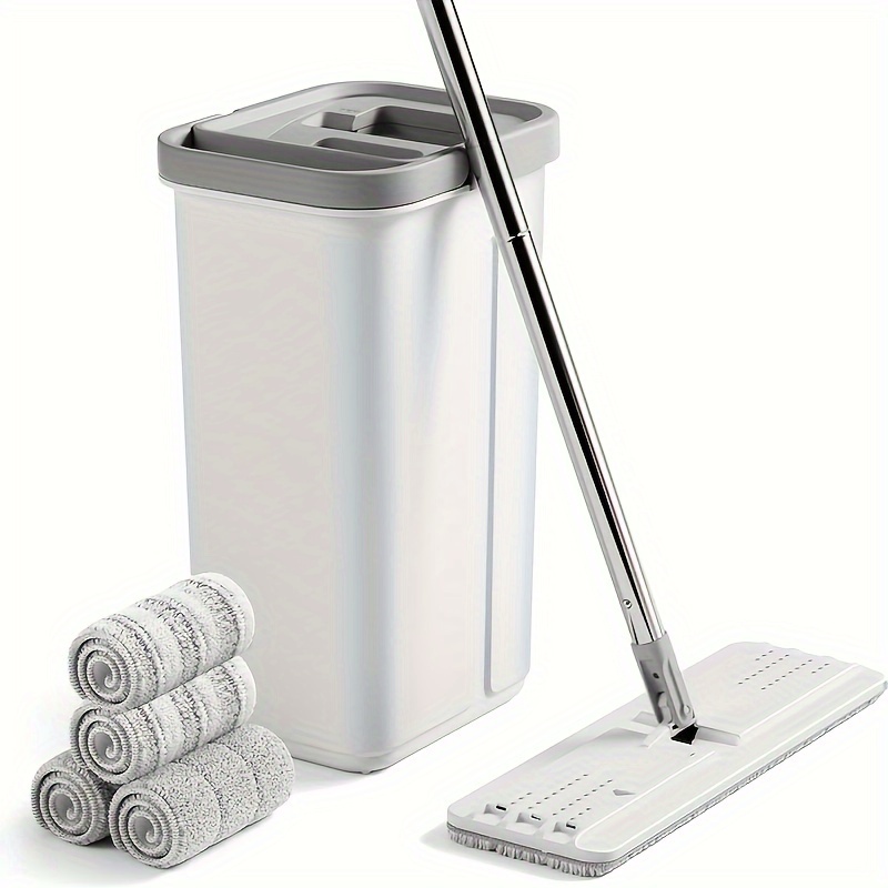 TEMU 360 ° Rotating Mop And Bucket, With Kit, Hand Wash Mop And Bucket, With 4 Washable Ultra-fine Fiber Pads, Dual-use, Floor Cleaning System Suitable For Home Kitchen Cleaning Kit