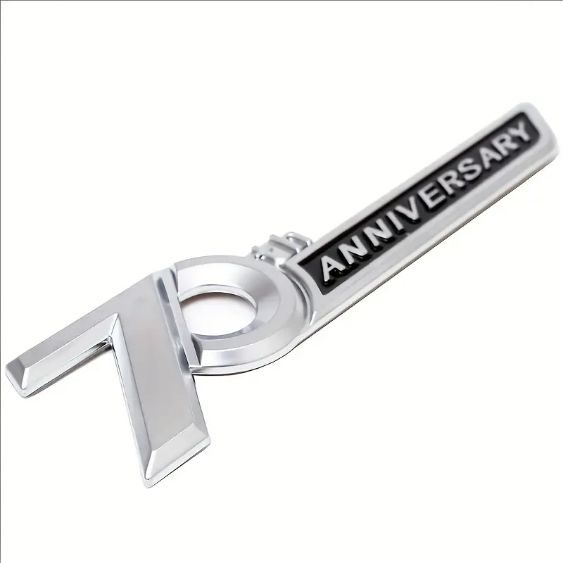 3x SS Fender / Trunk Emblem Badge – White With Chrome Trim, 3.6" X 0.7"