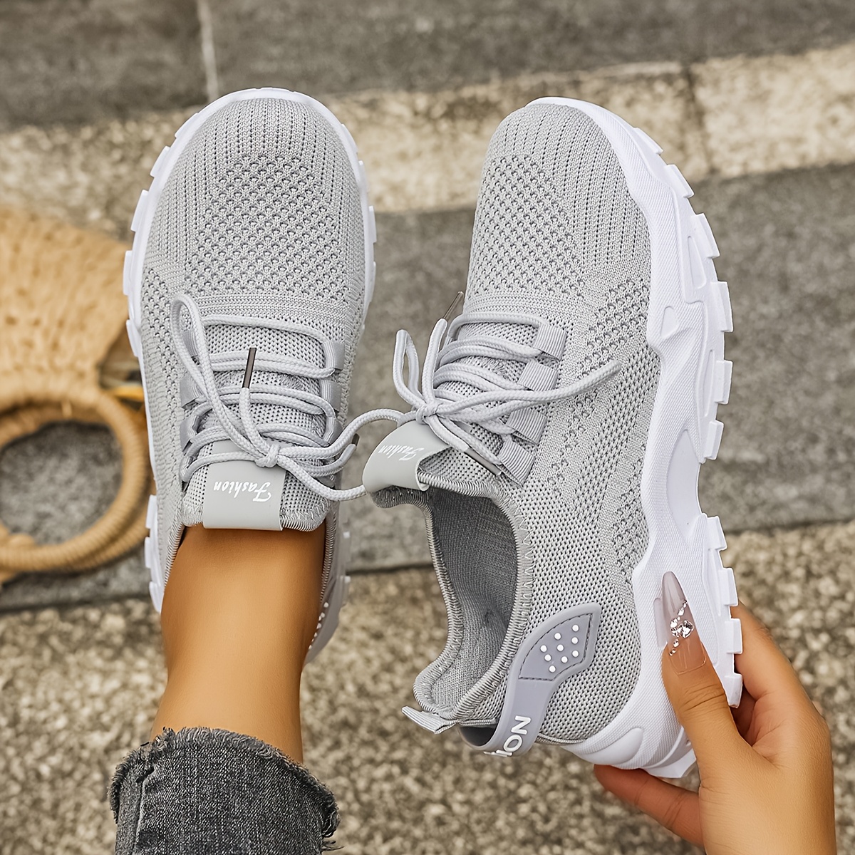 womens white casual sneakers breathable mesh low top - Temu United Arab  Emirates