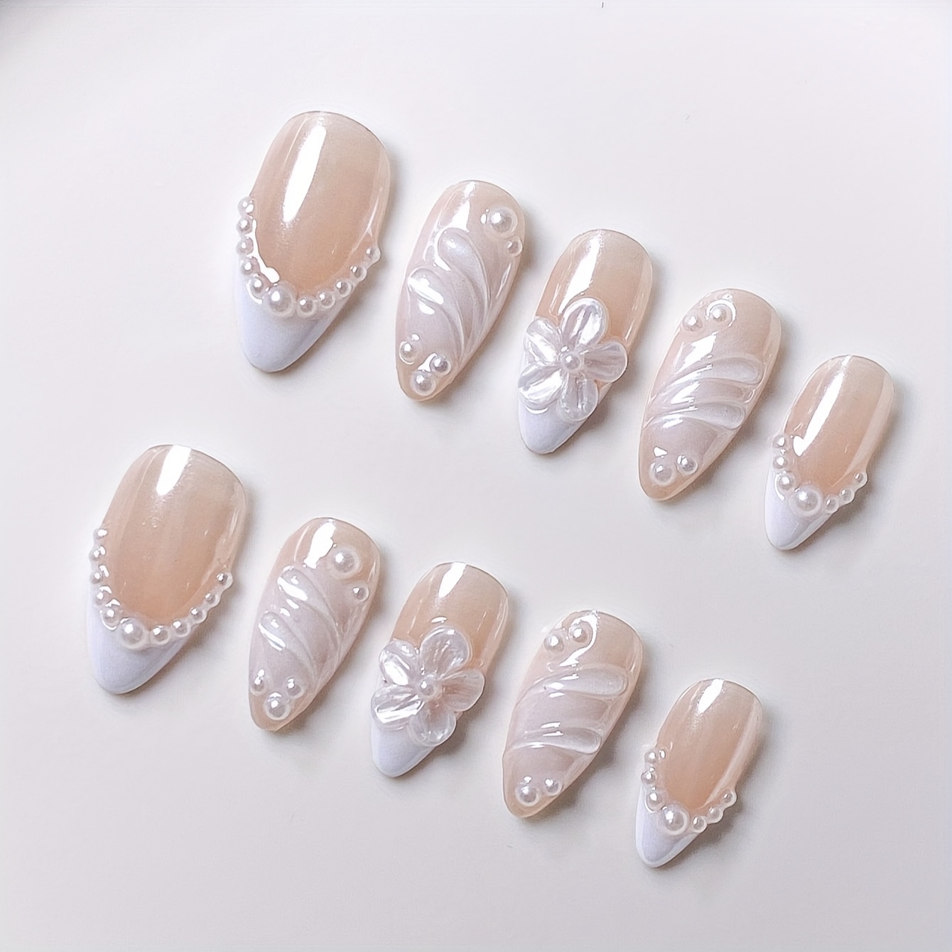 10pcs set handmade almond press nails 3d