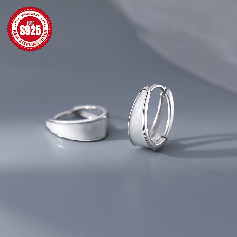 S925 Hypoallergenic Plain Ring Earrings Classic Gift