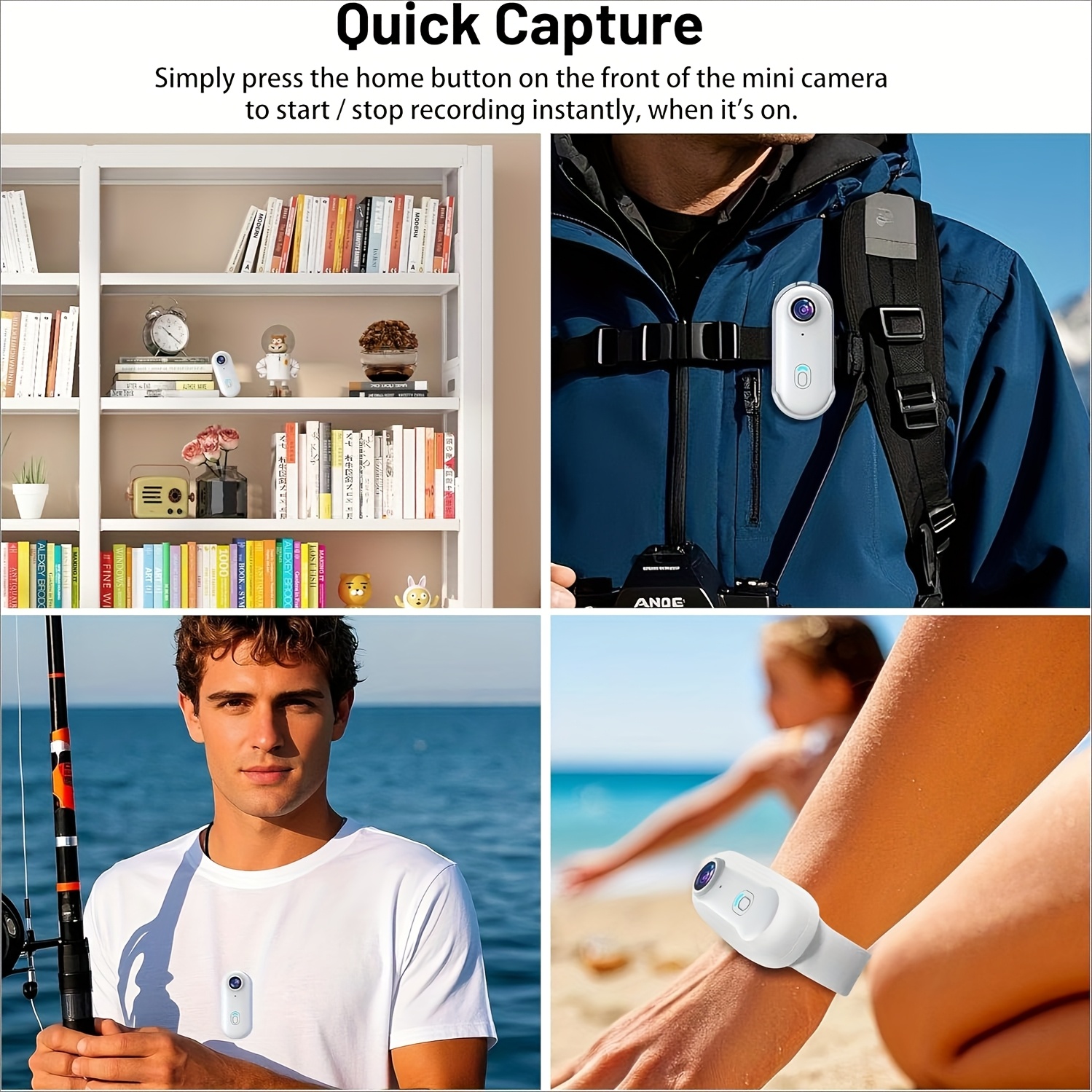 1080P UHD Mini WIFI Action Camera 32&128GB Thumb POV Portable Body Cam Wearable Video Recorder with Magnetic Lanyard, Helmet Mount, Pocket Sport DV for Bike Cycling, Motorcycle, Pet, Vlogging(White, Black)