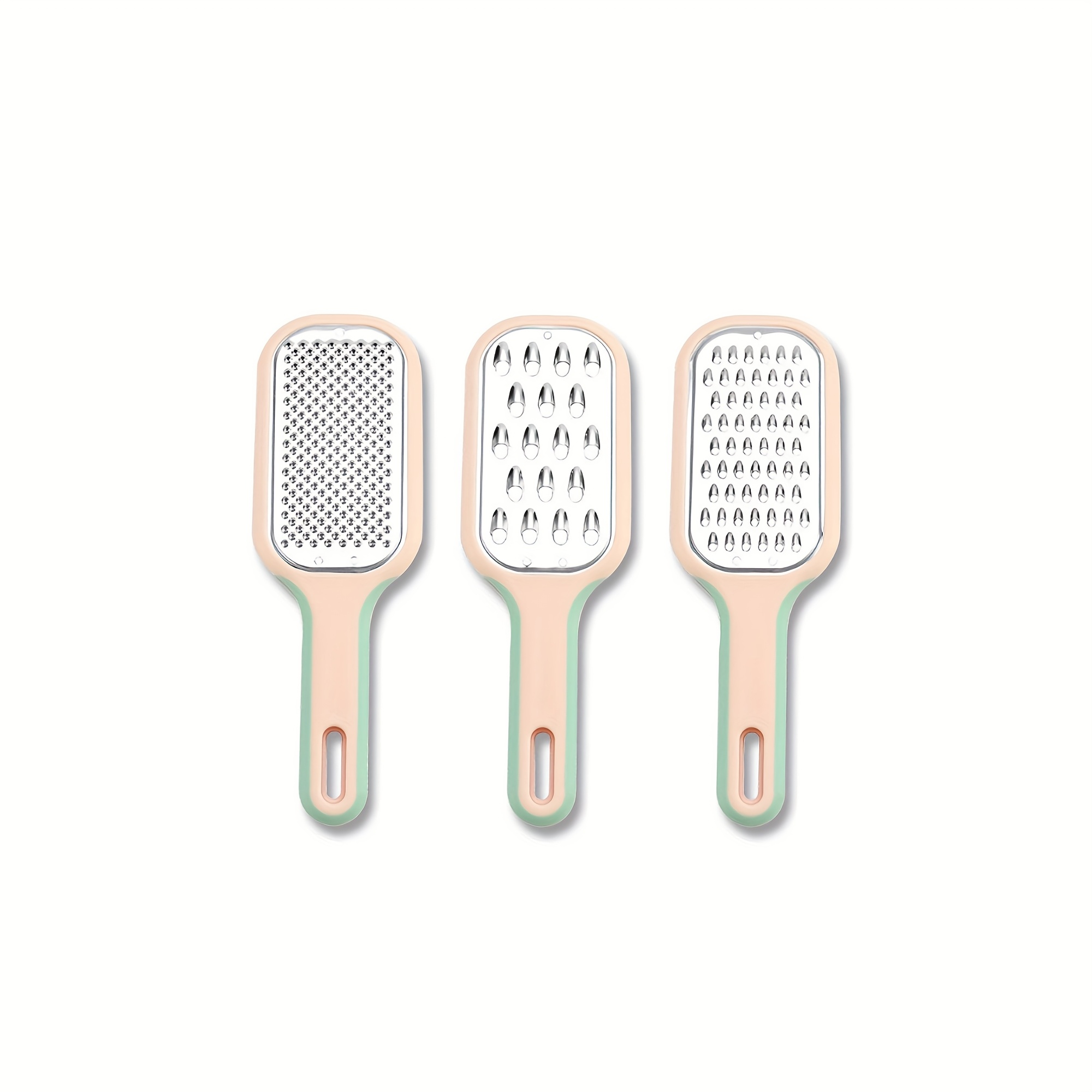 E-shop 3-teiliges multifunktionales Edelstahl-Reibe-Set, mit Gummi-Griff und Anti-Rutsch-Design, geeignet zum von Rüben, Ingwer, Kartoffeln, Knoblauch