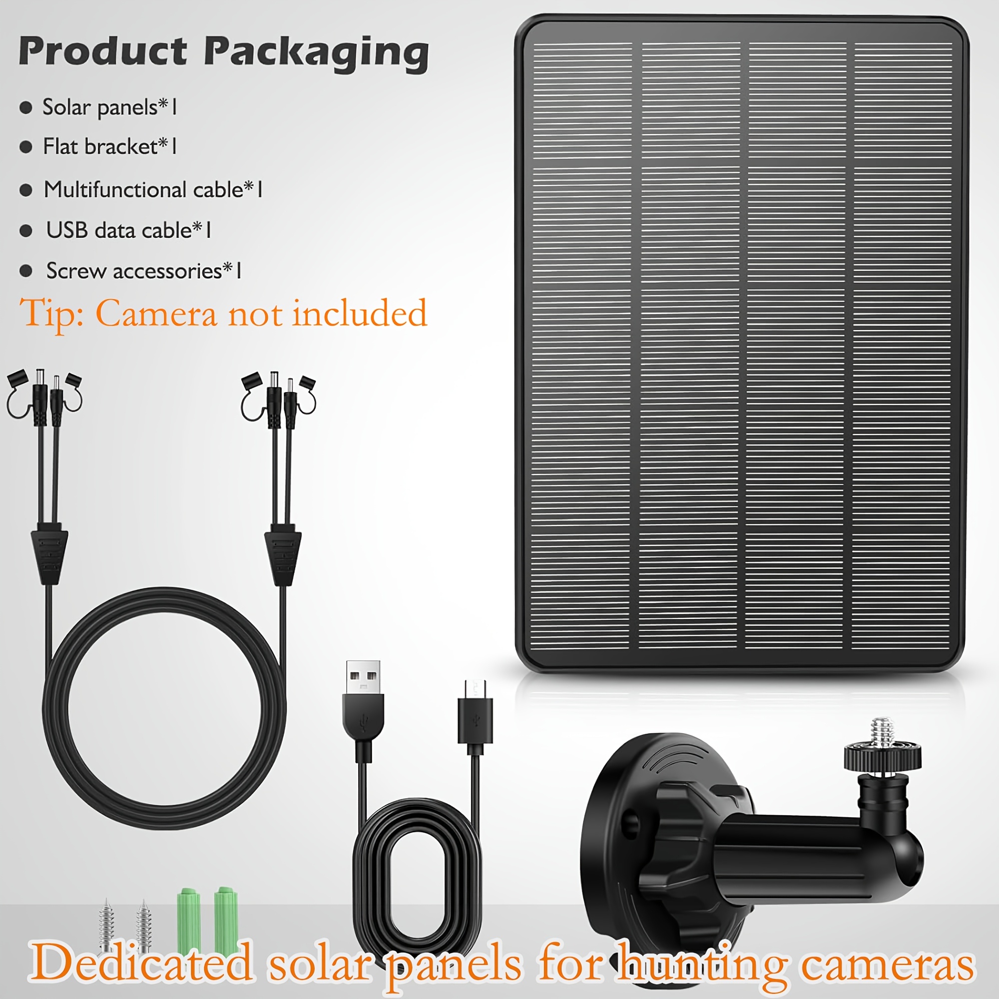 TEMU Trail Cameras Solar Panel 12v/1a 6v/2a, With Build-in 5000mah Rechargeable Lithium Battery, Waterproof Hunting Accessory Compatible With Hunting Game Cameras Or Deer Feeder