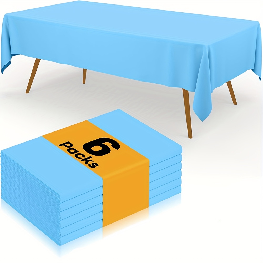TEMU 6 Premium Disposable Plastic Tablecloths - 54" X 54" Square, With Colorful Trim Options, Perfect For Parties, Weddings, Picnics, Camping &
