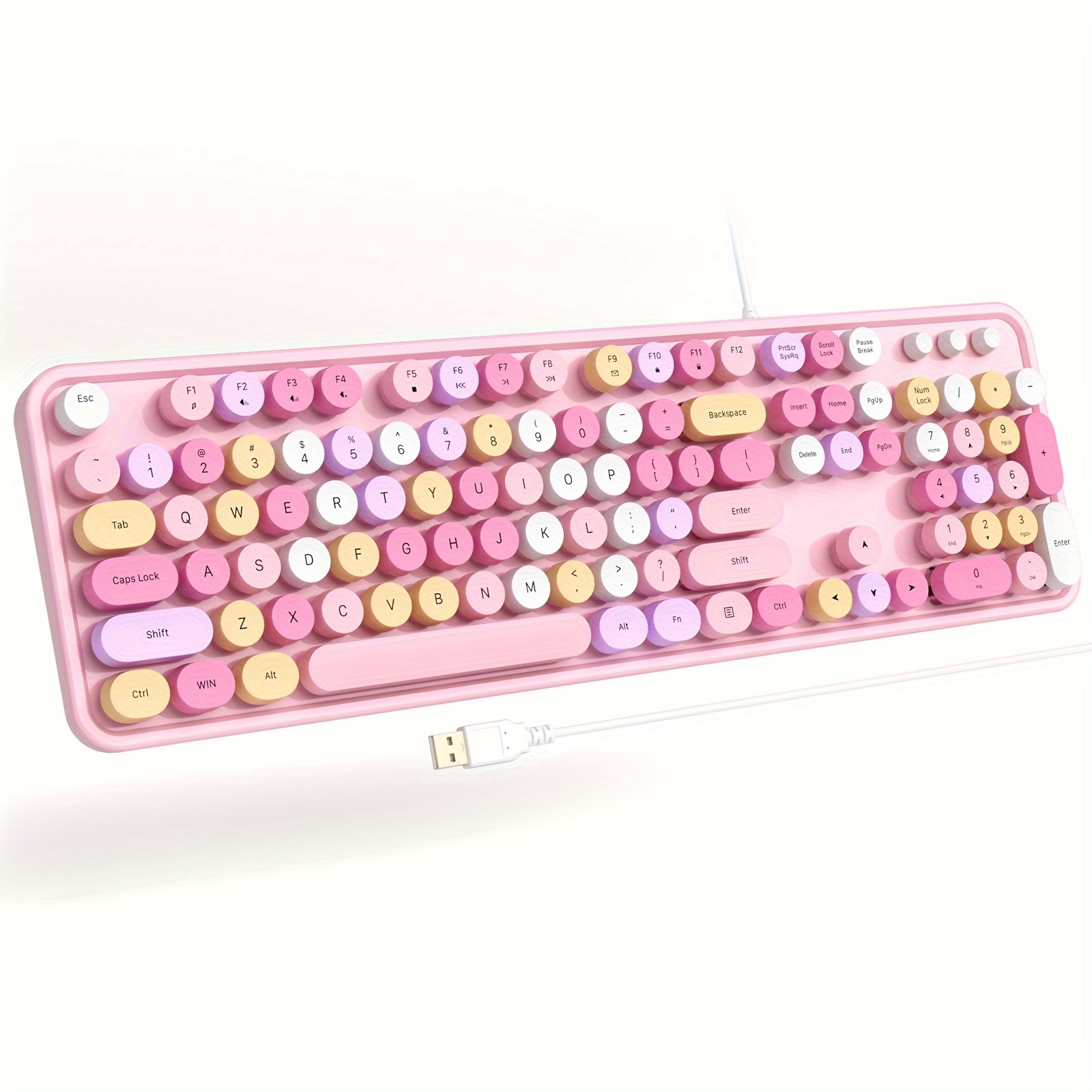 

Mofii Wired Keyboard, 104 Keys Full-sized Typewriter Keyboards, Usb Plug And Keyboard With Number Pad, Caps Indicators, Foldable Stands For Windows, Pc, Laptop (pink)