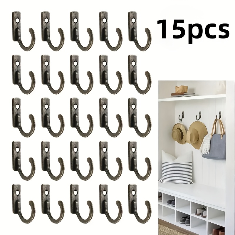 

15-pack Vintage Alloy Wall Hooks, Single Row Mini Hangers For Home, Coat, Hat, Clothes, Towel, - Contemporary Metal Wall Mount With , Single Hole Design, Utility Hooks