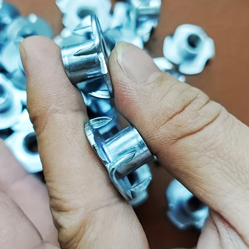 Image of 40-60pcs Four-jaw Nut Engagement More Secure Hardware Installation Universal Four-jaw Lock Nut For Furniture Installation Door And Window Hardware Fixing. Multiple Specifications And Sizes