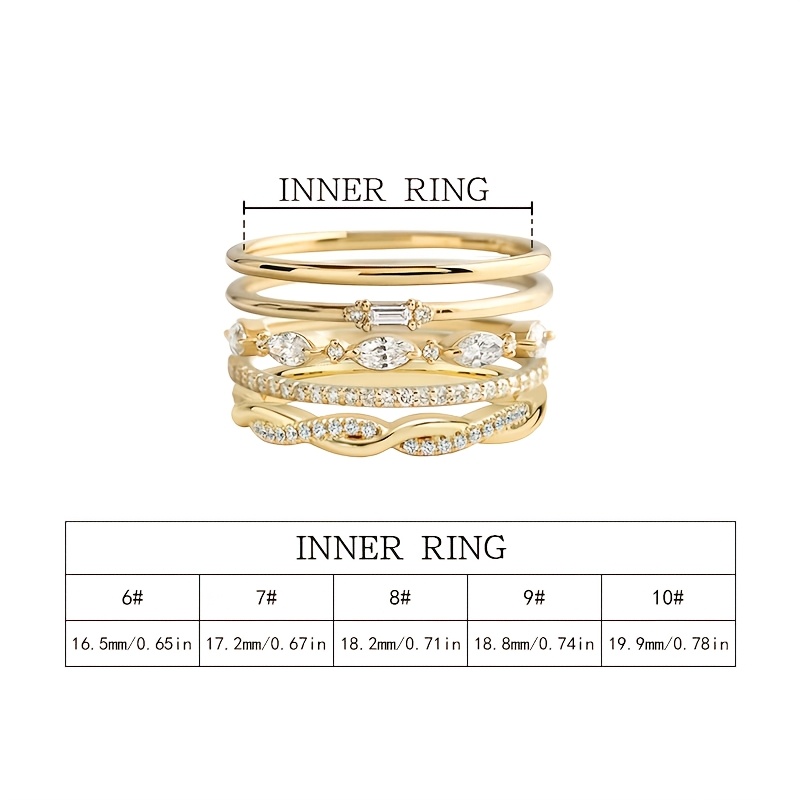 TEMU 5 Stück stapelbare Ringe für Damen, geeignet für Hochzeits-, Verlobungs- Versprechensringe – minimalistischer Schmuck, entworfen für Frauen