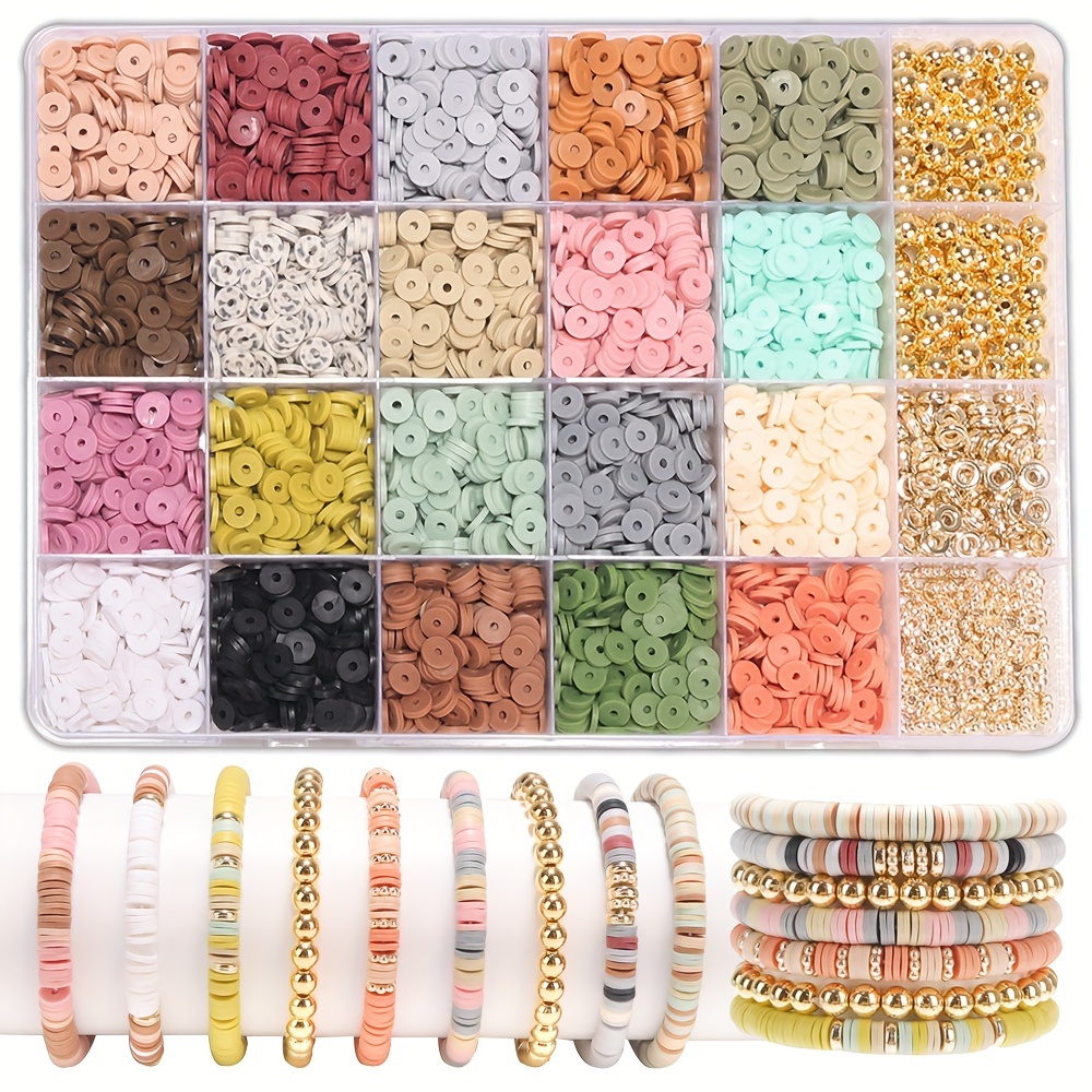 6000pcs Perles D'argile Fabrication Bracelets 24 Couleurs - Temu