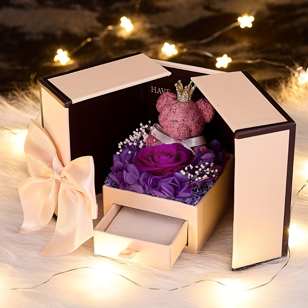 LONGSHENG Mini Enamel Rhinestone Jewelry Box - Pink Bow-knot Trinket Box For Rings & Small Jewelry