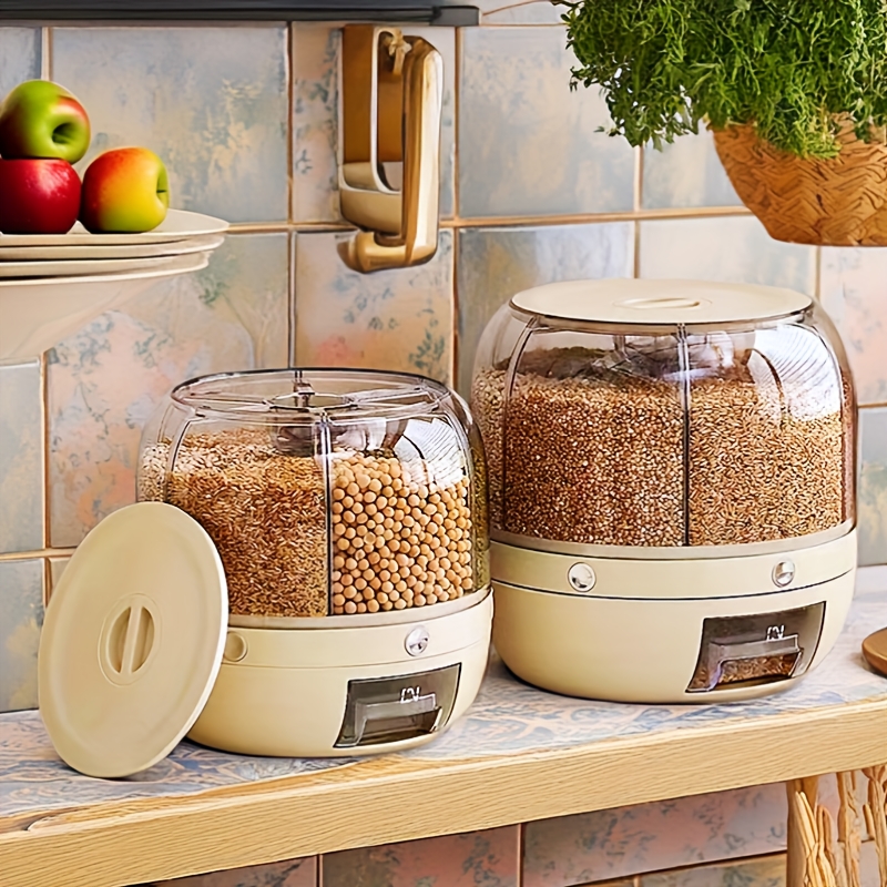 Grain Dispenser Rotating Rice Dispenser Storage Container 6-Compartment Dry Food Dispenser With Measuring Cup Food Storage Containers For Kitchen U2013 Buy The Best Products In The Online Store