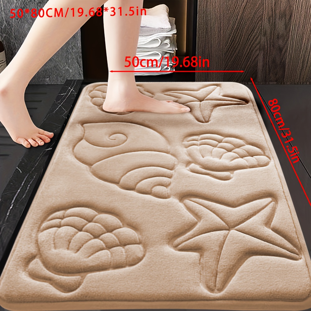TEMU 1pc Quick-drying Memory Foam Bath Mat, Non-slip Soft And Comfortable Carpet, Suitable For Kitchen, Bathroom, Bedroom, Living Room - Coral Fleece