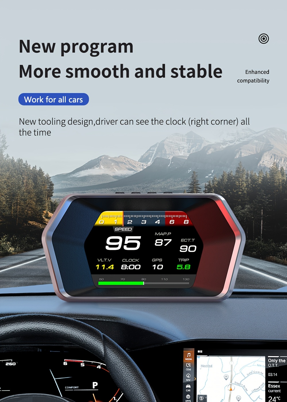 car   obd tester   hud gps computer speedometer windshield projector car dashboard speed displays system modification car accessories Product details 1