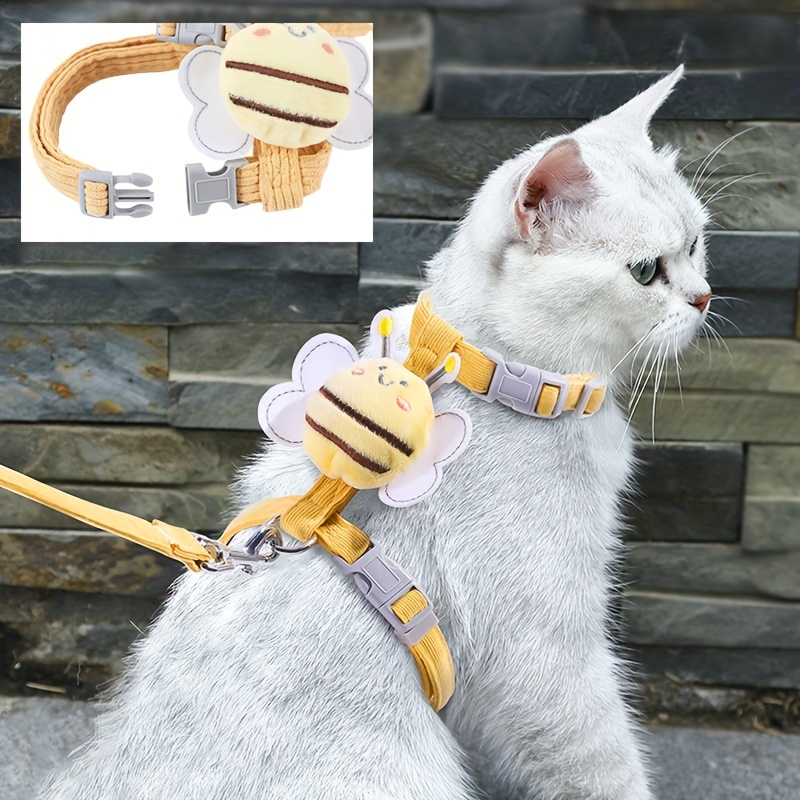 

Cat Harness And Leash Set Bee Leash Set Cute Cat Leash Adjustable Chest And Back Cat Slipper Leash