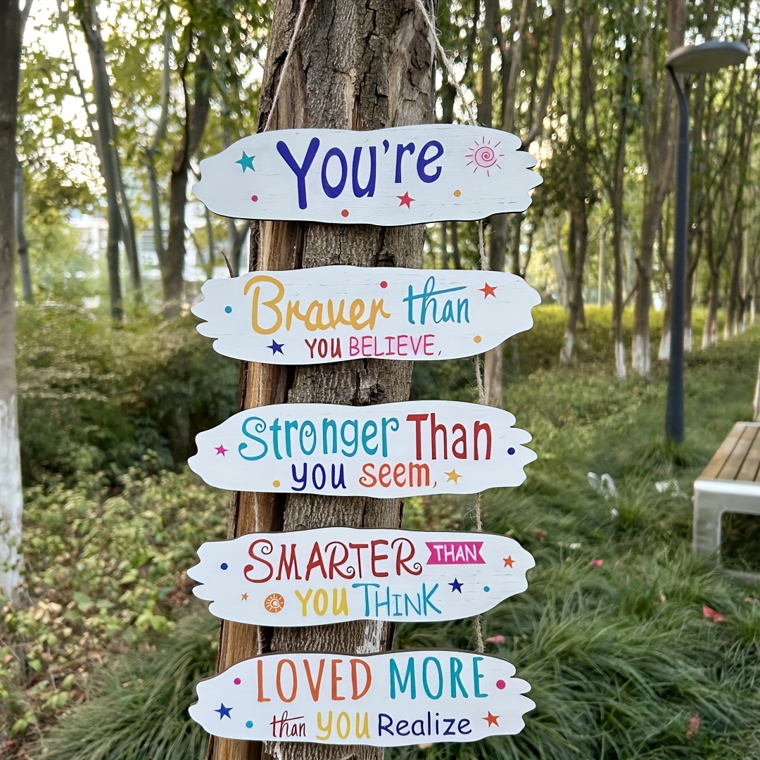 

Inspirational Wooden Wall Hanging Signs - Contemporary Style Multicolor Plaques With Motivational Quotes, Wood Craft Art, Wall-mounted, No Electricity Needed, Multipurpose Home Decor