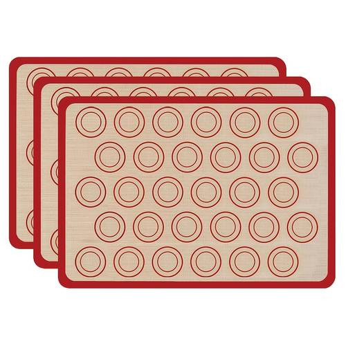 3pcs circle baking mats silicone liners for macarons and non stick reusable silicone mats suitable for half sheet pans 16 5 inches x 11 6 inches ideal baking and bread and pastries