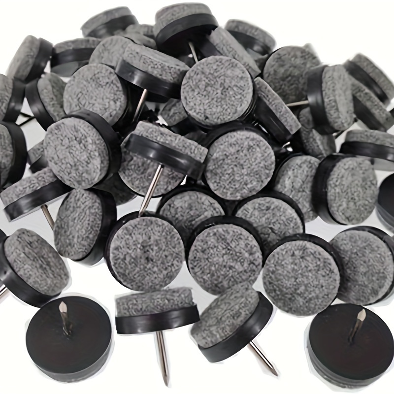 

32pcs Heavy Duty Felt Furniture Sliders - 0.66" Round Nail-in Floor Protectors For Wooden Chairs & Tables, Polished Black