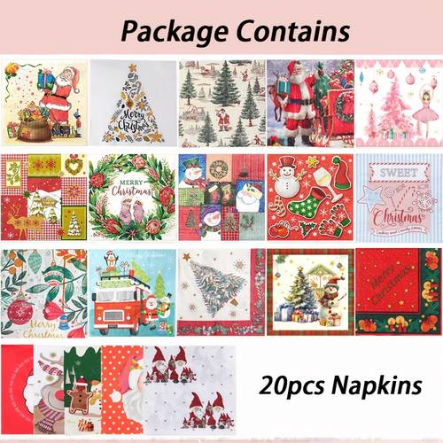 20 pack christmas napkins for paper cutting tissues christmas cocktail decoration paper suitable for christmas and celebrations 20 styles each 6 5 inches 16 5cm christmas