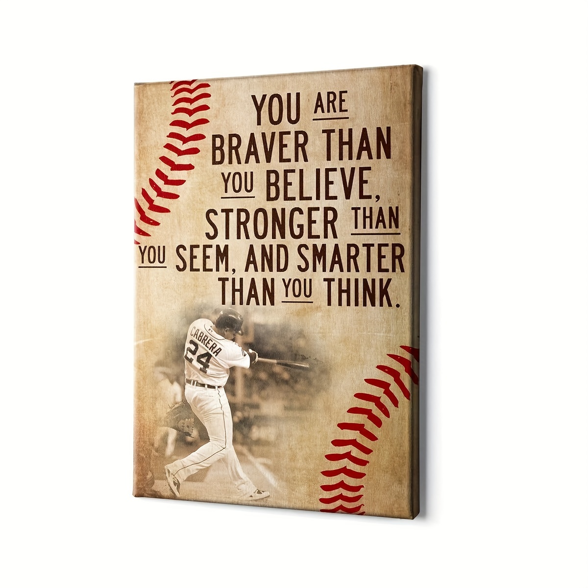 

1pc (customized)custom Print Baseball Personalized Canvas Wall Art You Are Braver Than You Believe, With Frame Ready To Hang 11.8inx15.7inch