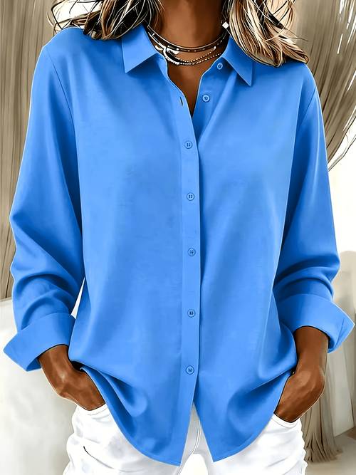 plus size plus size womens spring autumn solid color long sleeve shirt top