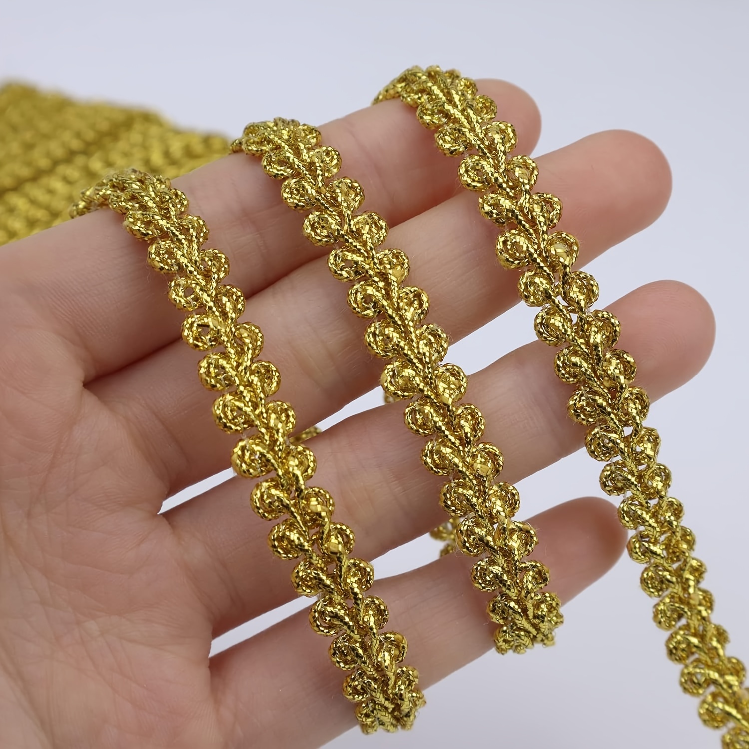 

5 Yards Golden Metallic Braid Lace Trim Cord Ribbon For Diy Wedding Bridal Crafts Decoration